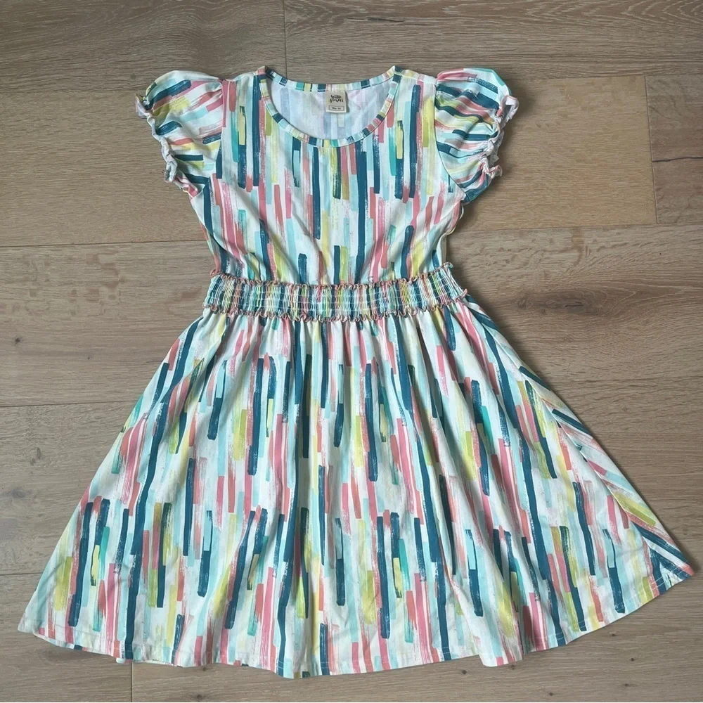 Girls Wildflowers clothing Best Day Ever Multi-stripe Dress size 14 NWOT *T13